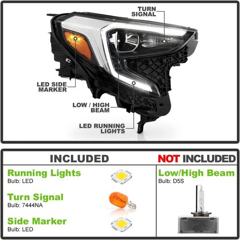 Acanii - لـ [مصنع Hid/Xenon Model] 2018-2021 GMC Terrain Projector Projector Brade Brade Brade President Side in Saudi Arabia