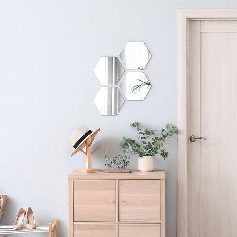EVIDECO French Home Goods Small Decorative Wall Self Adhesive Shaped Mirrors - Set of 4 in Saudi Arabia