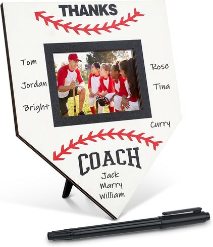 1 Pc Baseball Sofball Coach Signable Picture Frame Thanks Coach Gift Baseball Sofball Gift Photo Frame from Team Coaches Appreciation Home Plate Plaque (White) in Saudi Arabia