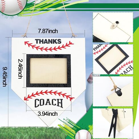 1 Pc Baseball Sofball Coach Signable Picture Frame Thanks Coach Gift Baseball Sofball Gift Photo Frame from Team Coaches Appreciation Home Plate Plaque (White) in Saudi Arabia