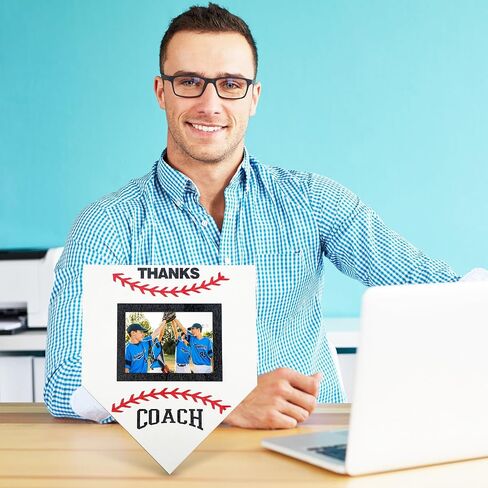 1 Pc Baseball Sofball Coach Signable Picture Frame Thanks Coach Gift Baseball Sofball Gift Photo Frame from Team Coaches Appreciation Home Plate Plaque (White) in Saudi Arabia