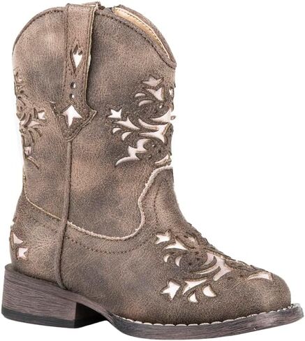 ROPER Toddler Girls Lola Tooled Inlay Square Toe Casual Boots Mid Calf - Brown, Pink in Saudi Arabia