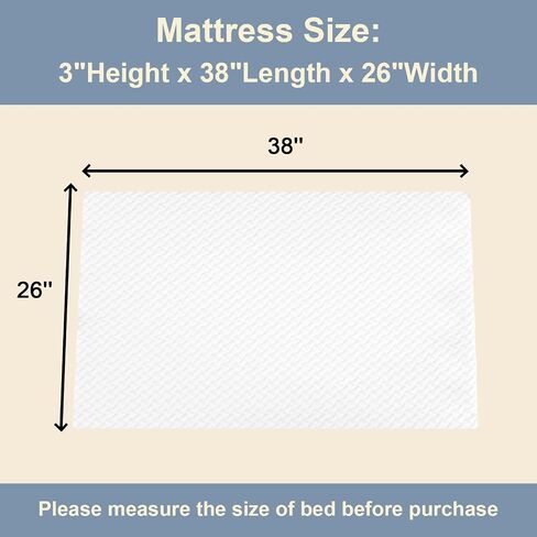 3 Inch 38x26 Mini Crib Mattresses, Pure White Breathable Soft Cover & High Density Firm Support Foam, Fits to Baby Mini Bed, Indoor & Outdoor Use in Kuwait