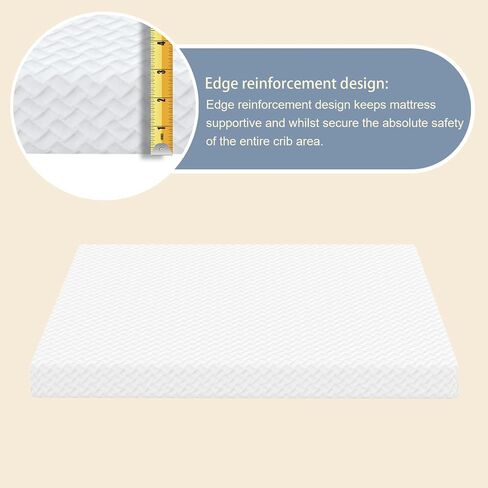 3 Inch 38x26 Mini Crib Mattresses, Pure White Breathable Soft Cover & High Density Firm Support Foam, Fits to Baby Mini Bed, Indoor & Outdoor Use in Kuwait