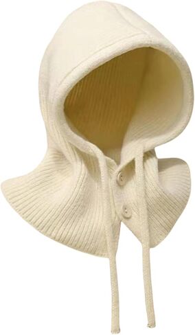 Dohia Hooded Scarf Hat Winter Hats for Women Beanie Skull Cap with Drawstring Knit Skull Cap Men Neck Gaiters ST1-ZZPJM in Saudi Arabia