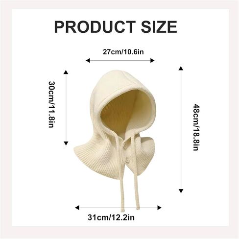 Dohia Hooded Scarf Hat Winter Hats for Women Beanie Skull Cap with Drawstring Knit Skull Cap Men Neck Gaiters ST1-ZZPJM in Saudi Arabia