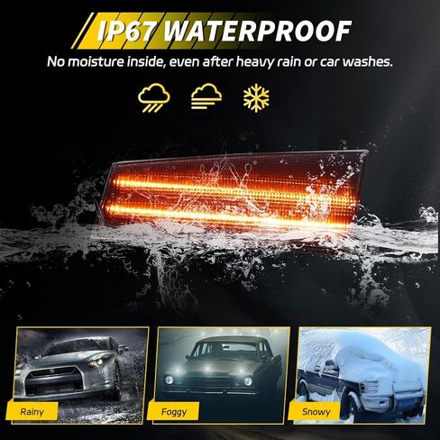 Front Side Marker Lights Compatible with 1978-1979 GMC Caballero, 1978-1979 Chevro-let Malibu/El Camino, [DOT Certified] [IP67 Waterproof] Amber LED Sidemarker Lamp, 2 PCS, Smoked Lens in Saudi Arabia