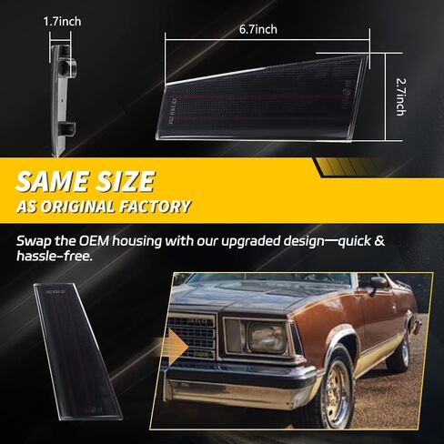 Front Side Marker Lights Compatible with 1978-1979 GMC Caballero, 1978-1979 Chevro-let Malibu/El Camino, [DOT Certified] [IP67 Waterproof] Amber LED Sidemarker Lamp, 2 PCS, Smoked Lens in Saudi Arabia