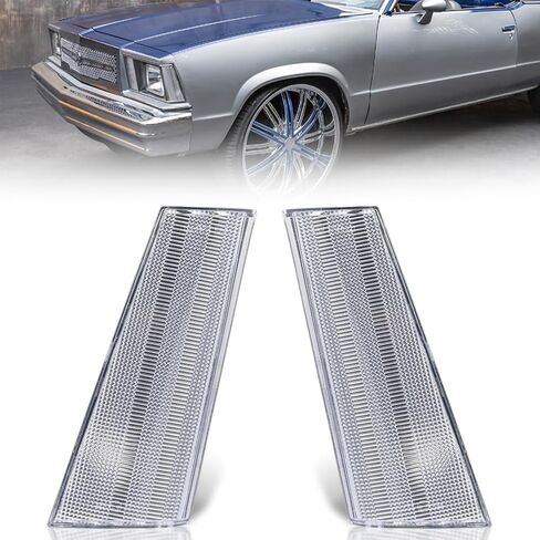 Front Side Marker Lights Compatible with 1978-1979 GMC Caballero, 1978-1979 Chevro-let Malibu/El Camino, [DOT Certified] [IP67 Waterproof] Amber LED Sidemarker Lamp, 2 PCS, Smoked Lens in Saudi Arabia