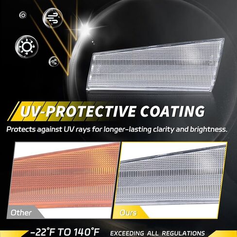 Front Side Marker Lights Compatible with 1978-1979 GMC Caballero, 1978-1979 Chevro-let Malibu/El Camino, [DOT Certified] [IP67 Waterproof] Amber LED Sidemarker Lamp, 2 PCS, Smoked Lens in Saudi Arabia