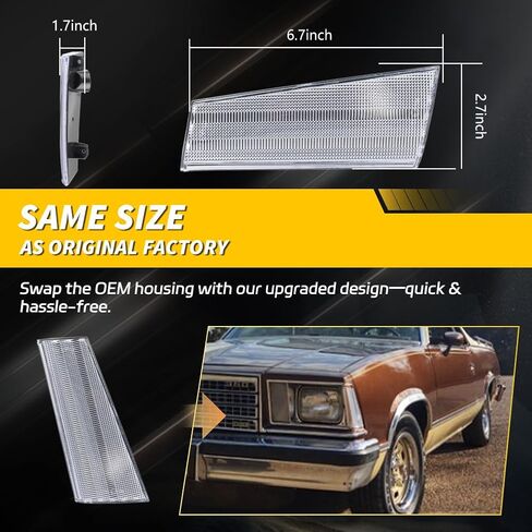 Front Side Marker Lights Compatible with 1978-1979 GMC Caballero, 1978-1979 Chevro-let Malibu/El Camino, [DOT Certified] [IP67 Waterproof] Amber LED Sidemarker Lamp, 2 PCS, Smoked Lens in Saudi Arabia