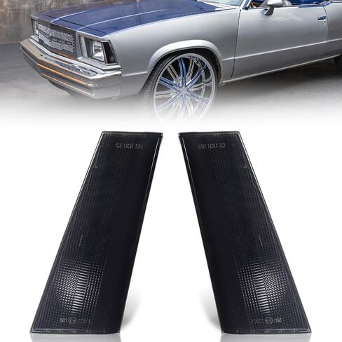 Front Side Marker Lights Compatible with 1978-1979 GMC Caballero, 1978-1979 Chevro-let Malibu/El Camino, [DOT Certified] [IP67 Waterproof] Amber LED Sidemarker Lamp, 2 PCS, Smoked Lens in Saudi Arabia
