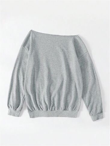 MakeMeChic Women's One Shoulder Long Sleeve Sweatshirt Drop Shoulder Loose Y2K Pullovers in Saudi Arabia