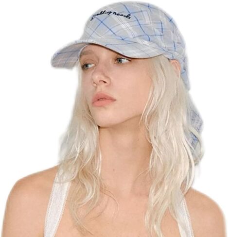 Y2K Bandana Hat for Women - Vintage Plaid Baseball Cap with Headscarf, Retro Summer Sun Visor Sporty Fashion Accessory in Kuwait
