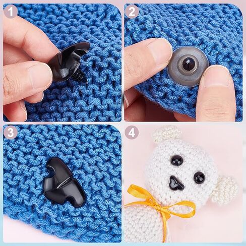 AHANDMAKER 120Pcs Plastic Safety Noses Crochet Stuffed Animals Noses Crochet Noses with Washers Animal Crochet Noses 7mm to 20mm for Puppet Plush Craft Accessories in Saudi Arabia