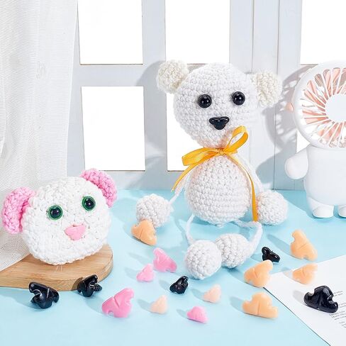 AHANDMAKER 120Pcs Plastic Safety Noses Crochet Stuffed Animals Noses Crochet Noses with Washers Animal Crochet Noses 7mm to 20mm for Puppet Plush Craft Accessories in Saudi Arabia