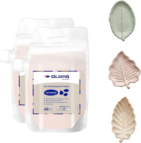 Eco Casting Powder Starter Craft Kit 2 مجموعات 6 صواني -مجموعات المبتدئين للبالغين للبالغين ، معالجة سريعة سهلة ، صواني أوراق مصنوعة يدويًا ، مصنوعات ديكور منزلية للطلاء ، هدية لها in Kuwait
