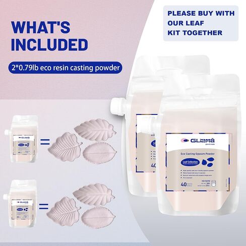 Eco Casting Powder Starter Craft Kit 2 مجموعات 6 صواني -مجموعات المبتدئين للبالغين للبالغين ، معالجة سريعة سهلة ، صواني أوراق مصنوعة يدويًا ، مصنوعات ديكور منزلية للطلاء ، هدية لها in Kuwait