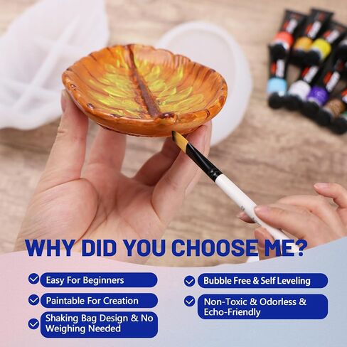 Eco Casting Powder Starter Craft Kit 2 مجموعات 6 صواني -مجموعات المبتدئين للبالغين للبالغين ، معالجة سريعة سهلة ، صواني أوراق مصنوعة يدويًا ، مصنوعات ديكور منزلية للطلاء ، هدية لها in Kuwait