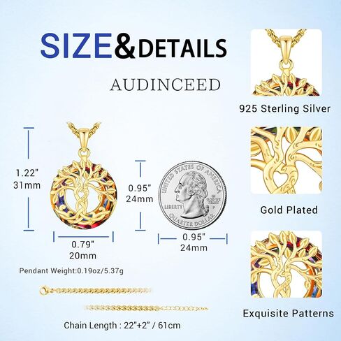 قلادة الحياة للنساء 925 sterling الفضة العائلة شجرة الحياة قلادة مع سلسلة الكريستال النمساوي 22 بوصة in Kuwait