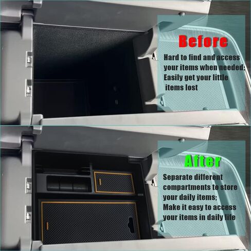 Bestevmod Center Center Console Tresanizer Tray متوافق مع 2022-2025 R1T/R1S قابلة للعملة القابلة للعملة القابلة للذراعين مواد ABS مع ملحقات القطع PVC (V3 أصفر) in Saudi Arabia