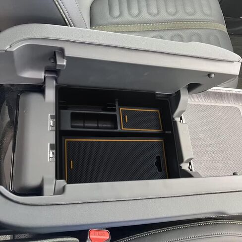 Bestevmod Center Center Console Tresanizer Tray متوافق مع 2022-2025 R1T/R1S قابلة للعملة القابلة للعملة القابلة للذراعين مواد ABS مع ملحقات القطع PVC (V3 أصفر) in Saudi Arabia
