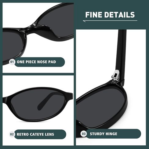 Wowsun Retro Oval Sunglasses Womens Small Cat Eye Levensy Shades UV400 الحماية in Kuwait