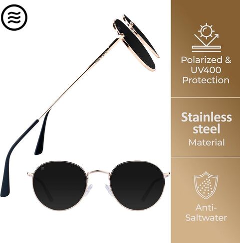 NEVEN Penny Stylish UV Protected Polarized Sunglasses - Minimalist Retro Round Sunglasses - 70s Glasses in Kuwait
