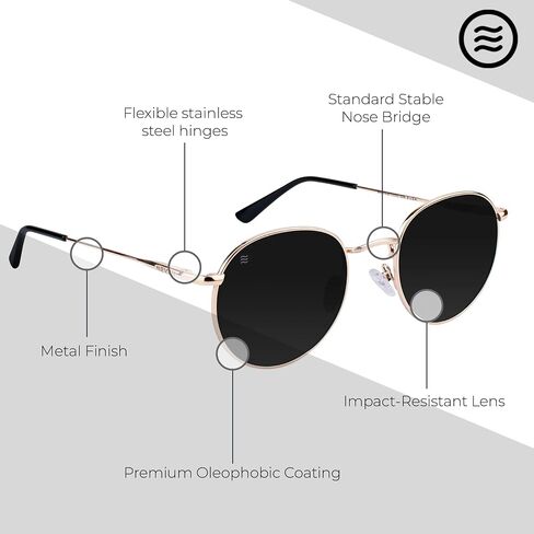NEVEN Penny Stylish UV Protected Polarized Sunglasses - Minimalist Retro Round Sunglasses - 70s Glasses in Kuwait