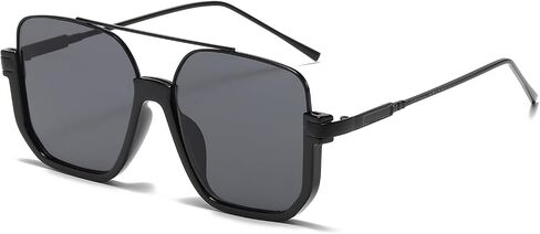 Retro Oversized Square Semi-Rimless Aviator Sunglasses for Women Men in Saudi Arabia