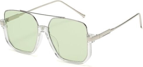 Retro Oversized Square Semi-Rimless Aviator Sunglasses for Women Men in Saudi Arabia