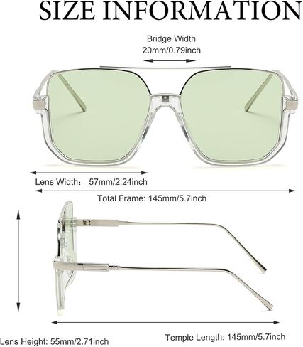 Retro Oversized Square Semi-Rimless Aviator Sunglasses for Women Men in Saudi Arabia