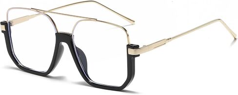 Retro Oversized Square Semi-Rimless Aviator Sunglasses for Women Men in Saudi Arabia