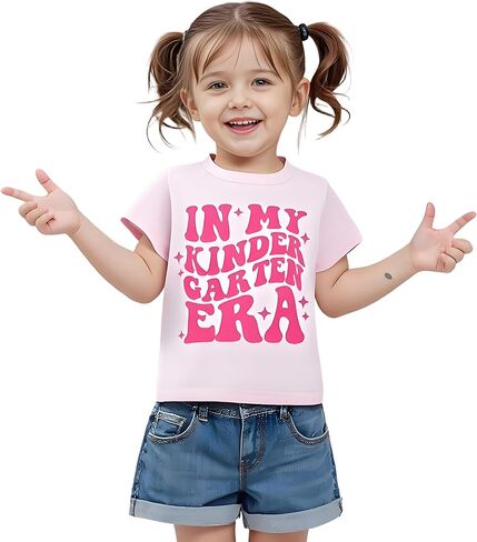 Toddler Kids Little Girls First Day of School Shirt in My Pre-K/Kindergarten/First Grade Era Short Sleeve T-Shirt in Saudi Arabia