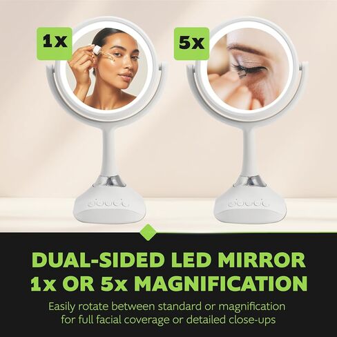 Homewerks 76-101-BT 7.5 بوصة مرآة ماكياج شخصية مع مكبرات صوت بلوتوث وإضاءة LED ، مرآة الغرور بلوتوث باليد مع أضواء للحمامات أو غرف النوم أو أساسيات غرفة النوم in Saudi Arabia