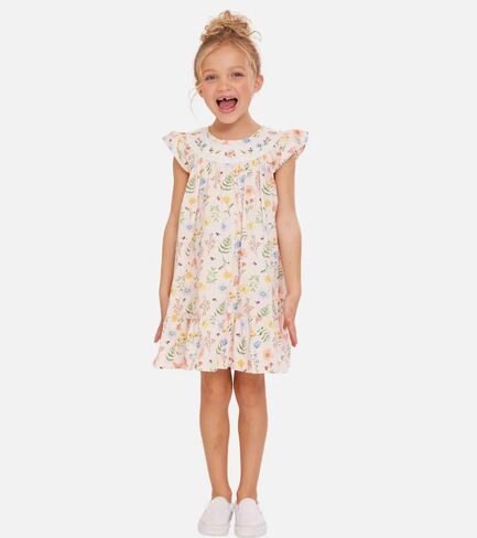 Bonnie Jean Girl's Flutter Sleeve Spring Dress with Butterflies for Baby, Toddler and 4-6X in Saudi Arabia