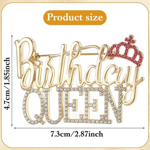Birthday Pins for Women, Metal Queen Crowm Brooch, Sparkling Rhinestone Crystal Lapel Pin Elegant Jewelry Gift for Women Birthday Parties Celebrations Supplies in Saudi Arabia