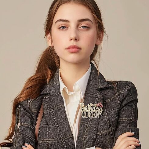 Birthday Pins for Women, Metal Queen Crowm Brooch, Sparkling Rhinestone Crystal Lapel Pin Elegant Jewelry Gift for Women Birthday Parties Celebrations Supplies in Saudi Arabia