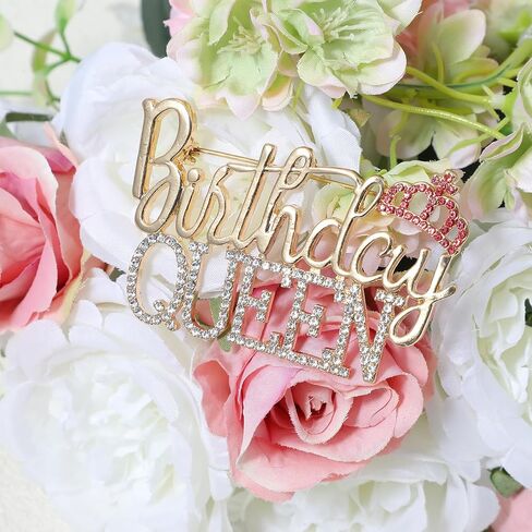 Birthday Pins for Women, Metal Queen Crowm Brooch, Sparkling Rhinestone Crystal Lapel Pin Elegant Jewelry Gift for Women Birthday Parties Celebrations Supplies in Saudi Arabia