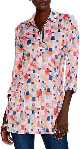 NIC+ZOE Women's Checked Up Long Crinkle Shirt in Saudi Arabia