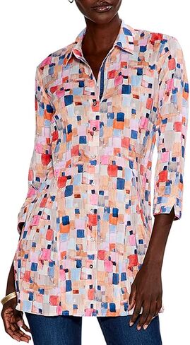 NIC+ZOE Women's Checked Up Long Crinkle Shirt in Saudi Arabia