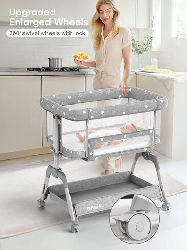 Baby Bassinet ، حزمة وتلعب مع Bassinet ، Bassinet Bedside Sleeper مع تغيير حفاضات ، شبكة البعوض ، مربع الموسيقى ، سرير محمول مع تركيب بنقرة واحدة ، Playard للأطفال حديثي الولادة إلى الأطفال الصغار in Kuwait