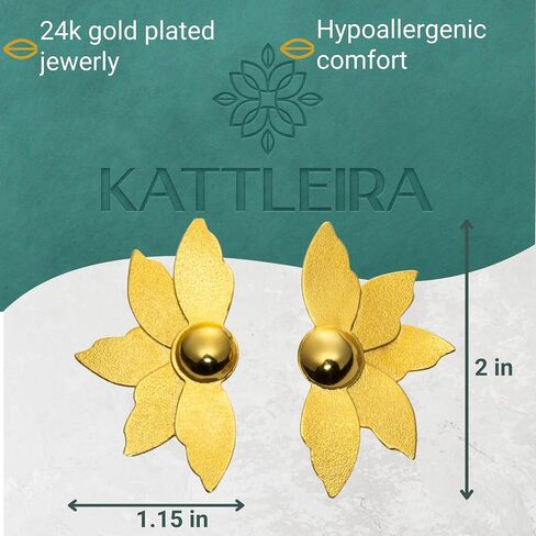 Dangle Drop Earrings for Women, Handmade 24K Gold Plated Dangle Drop Earrings, Gold statement Earrings, Unique Gift for Women, Aretes de mujer. in Saudi Arabia