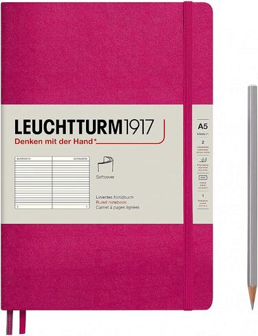 LEUCHTTURM1917 - Notebook Softcover Medium A5-123 Numbered Pages for Writing and Journaling (Dotted, Black) in Saudi Arabia