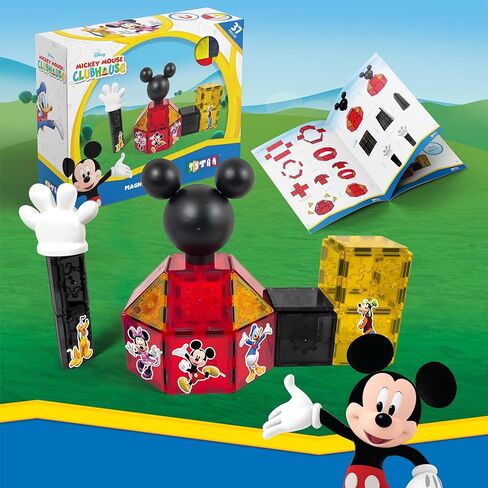 Tytan Tiles مرخصة رسميًا Disney Mickey Mouse Clubhouse Clubhouse Magnetic Building مجموعة من 37 قطعة ، ومصنفات تعليمية قوية/Steam ، واللعب الإبداعي ، والتعرف على الأنماط ، والأعمار 3+ in Kuwait