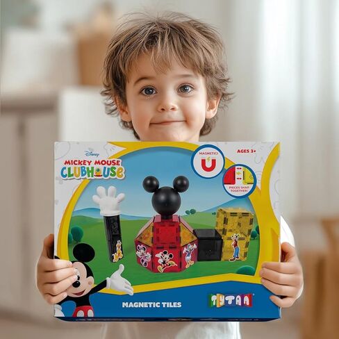 Tytan Tiles مرخصة رسميًا Disney Mickey Mouse Clubhouse Clubhouse Magnetic Building مجموعة من 37 قطعة ، ومصنفات تعليمية قوية/Steam ، واللعب الإبداعي ، والتعرف على الأنماط ، والأعمار 3+ in Kuwait