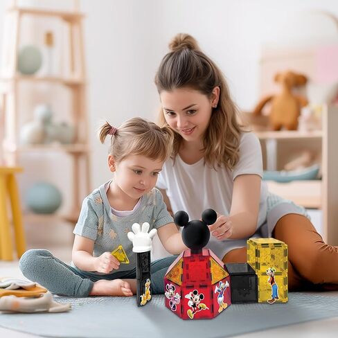 Tytan Tiles مرخصة رسميًا Disney Mickey Mouse Clubhouse Clubhouse Magnetic Building مجموعة من 37 قطعة ، ومصنفات تعليمية قوية/Steam ، واللعب الإبداعي ، والتعرف على الأنماط ، والأعمار 3+ in Kuwait