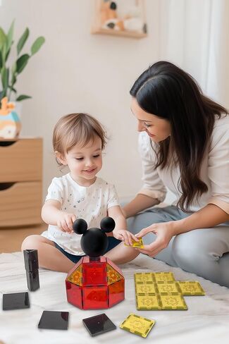 Tytan Tiles مرخصة رسميًا Disney Mickey Mouse Clubhouse Clubhouse Magnetic Building مجموعة من 37 قطعة ، ومصنفات تعليمية قوية/Steam ، واللعب الإبداعي ، والتعرف على الأنماط ، والأعمار 3+ in Kuwait