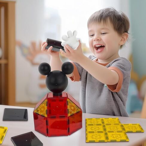 Tytan Tiles مرخصة رسميًا Disney Mickey Mouse Clubhouse Clubhouse Magnetic Building مجموعة من 37 قطعة ، ومصنفات تعليمية قوية/Steam ، واللعب الإبداعي ، والتعرف على الأنماط ، والأعمار 3+ in Kuwait