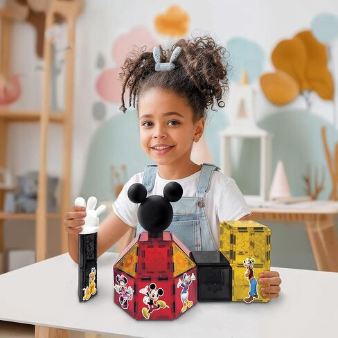 Tytan Tiles مرخصة رسميًا Disney Mickey Mouse Clubhouse Clubhouse Magnetic Building مجموعة من 37 قطعة ، ومصنفات تعليمية قوية/Steam ، واللعب الإبداعي ، والتعرف على الأنماط ، والأعمار 3+ in Kuwait